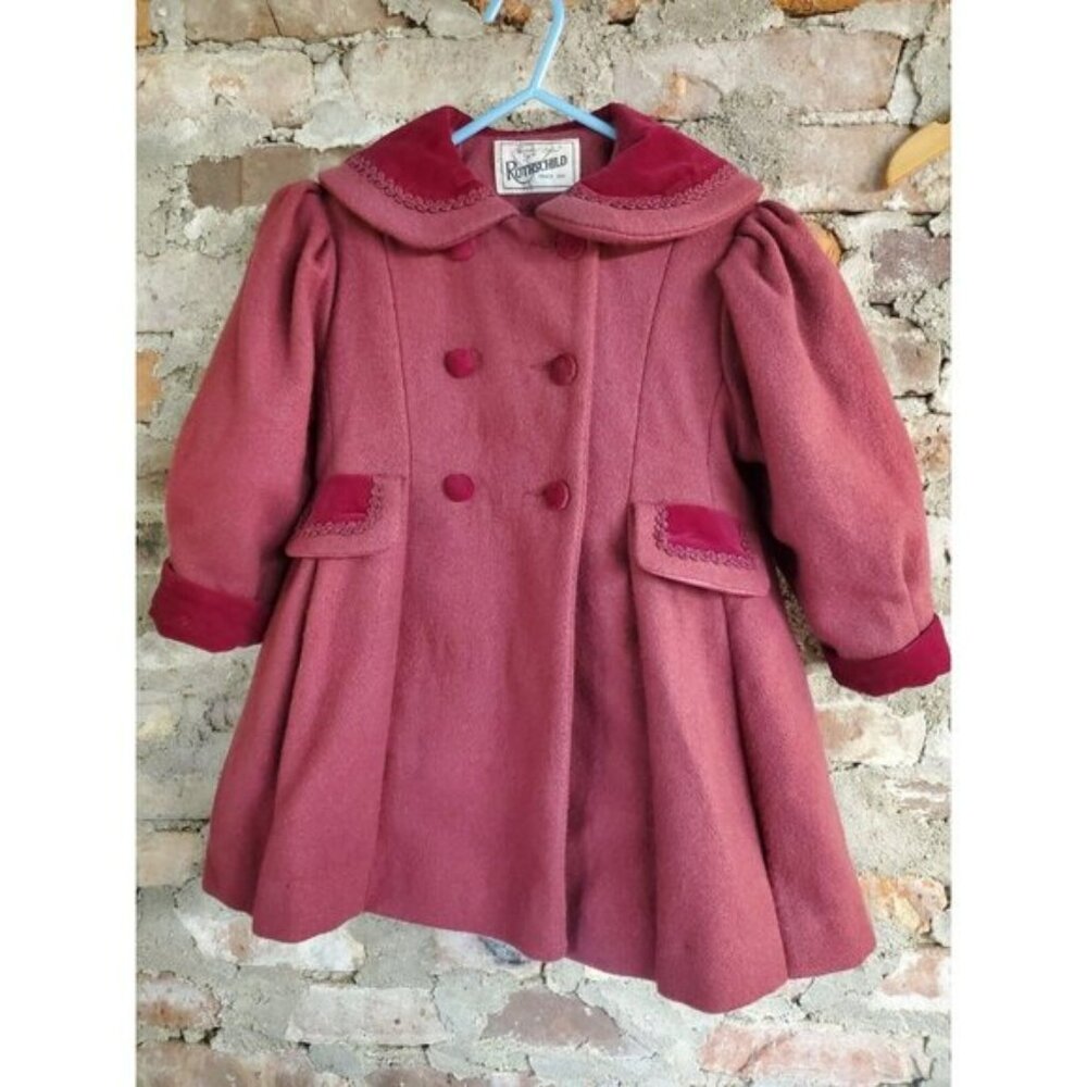 Rothschild Wool Coat Girls Sz 3 Red Winter Dress Christmas